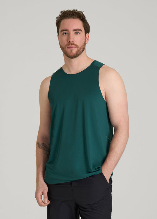 American Tall Men Perforated Training Singlet for Tall Men in Deep Teal