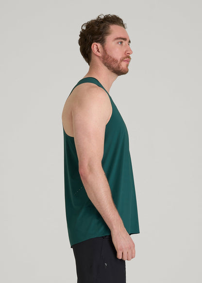 American Tall Men Perforated Training Singlet for Tall Men in Deep Teal