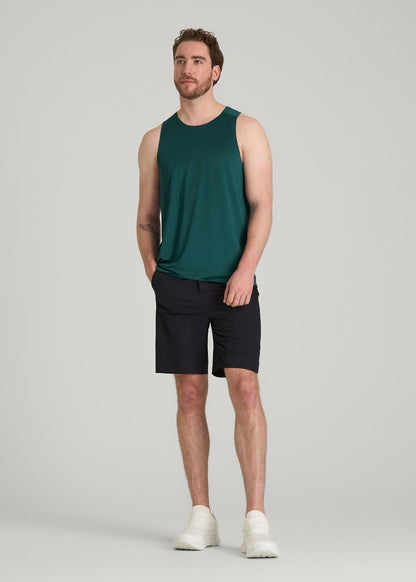 American Tall Men Perforated Training Singlet for Tall Men in Deep Teal