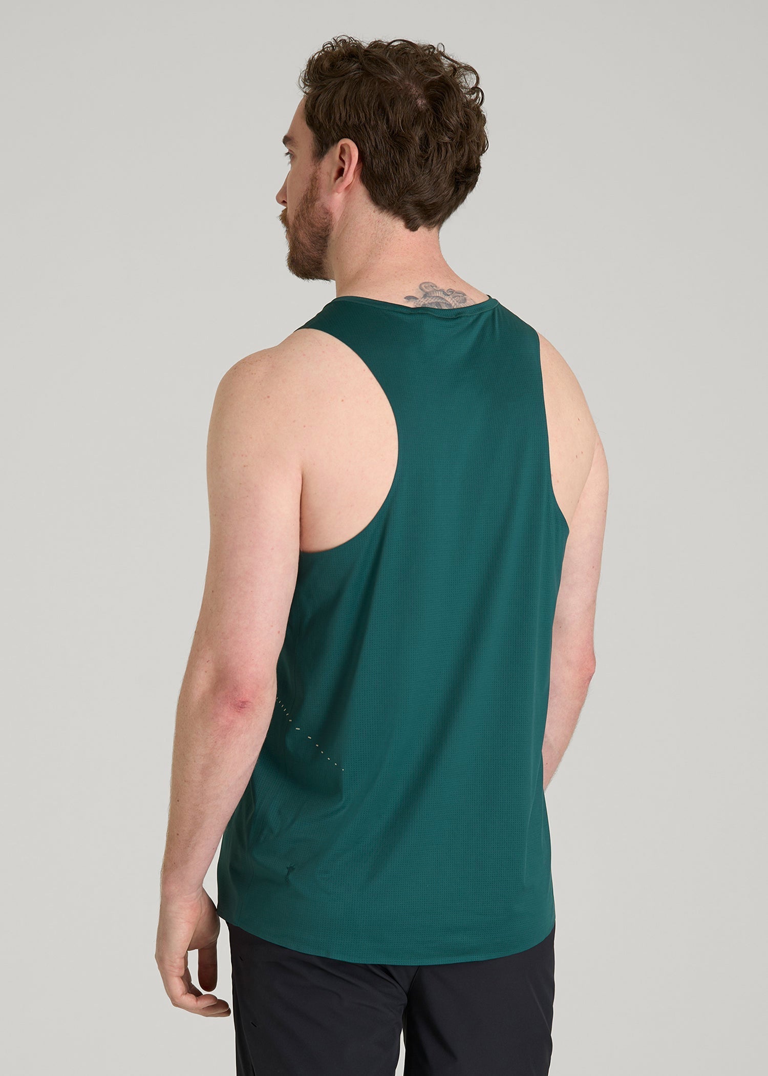 American Tall Men Perforated Training Singlet for Tall Men in Deep Teal