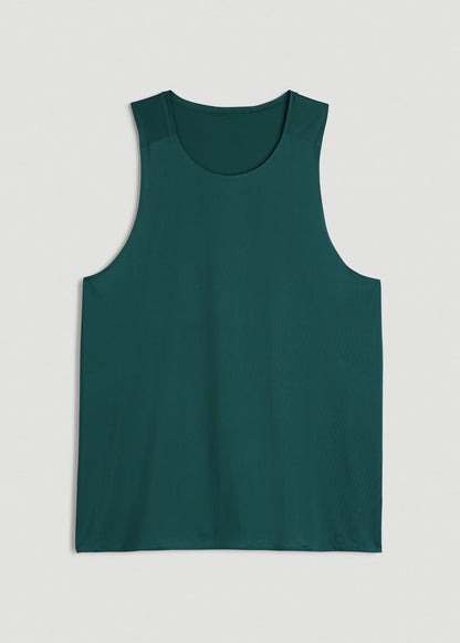 American Tall Men Perforated Training Singlet for Tall Men in Deep Teal