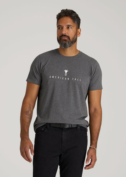American Tall Men Logo Tee for Tall Men in Charcoal Mix