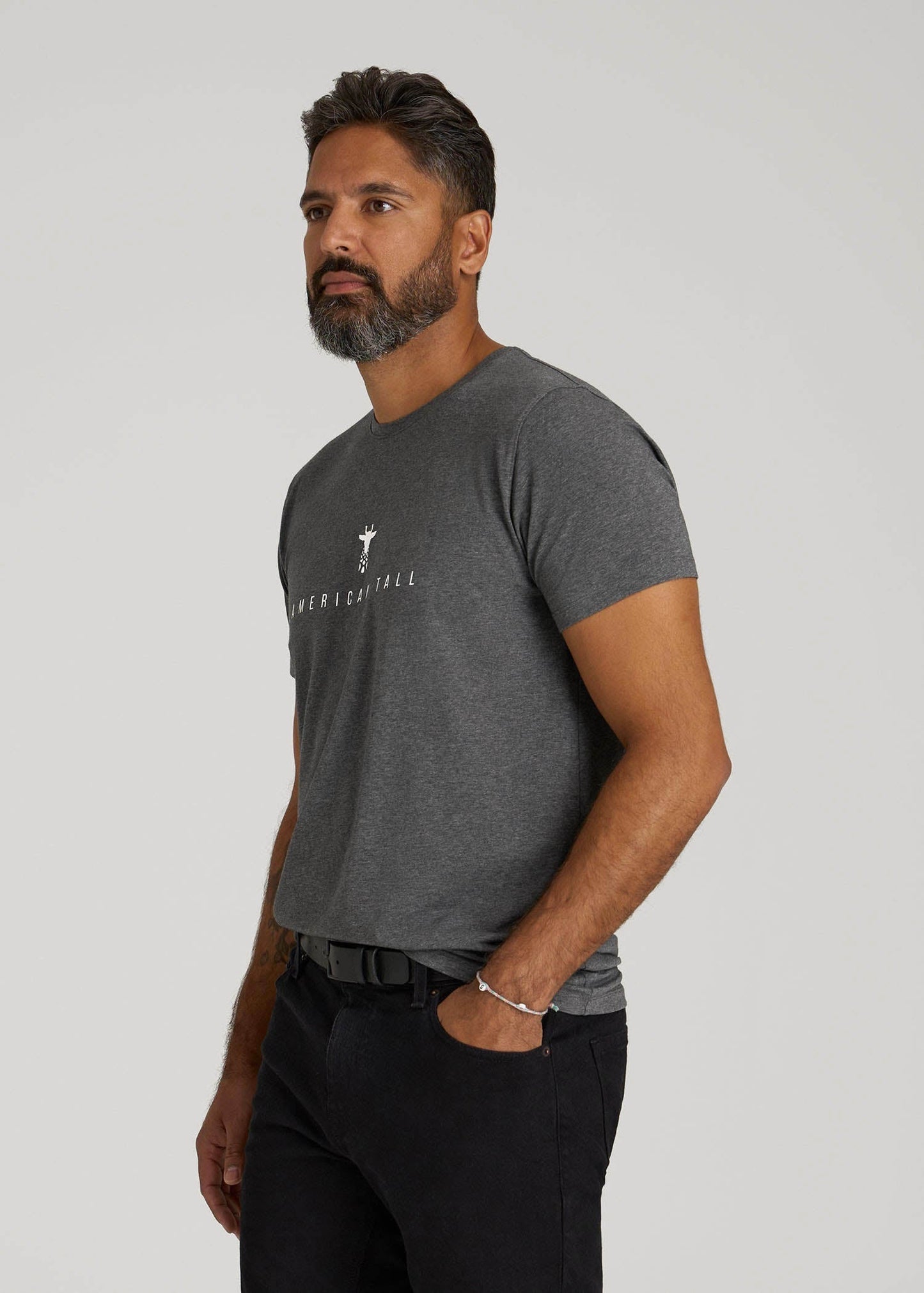 American Tall Men Logo Tee for Tall Men in Charcoal Mix