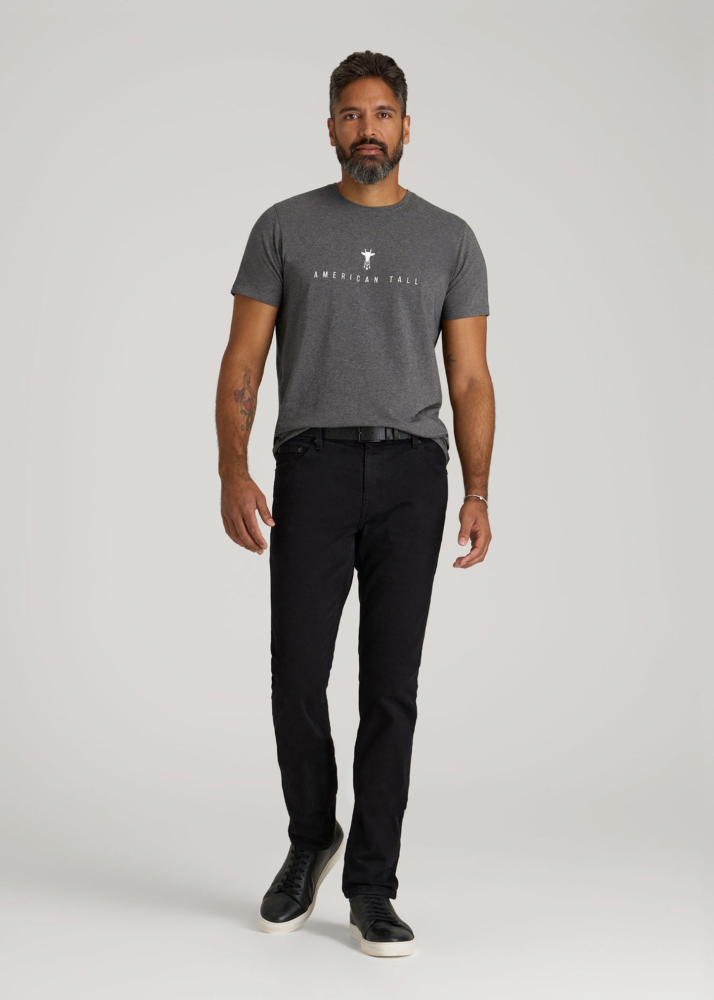 American Tall Men Logo Tee for Tall Men in Charcoal Mix
