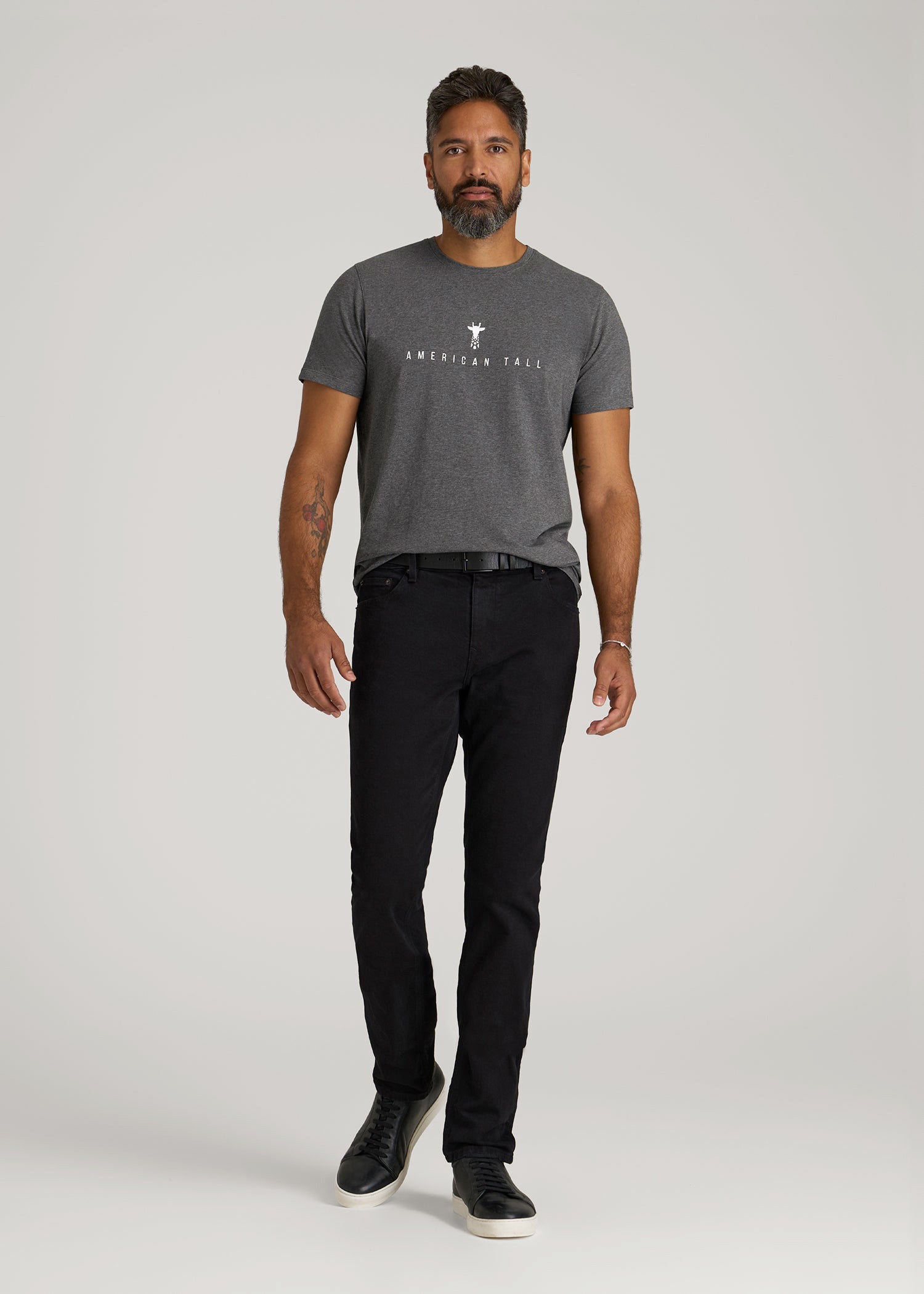 American Tall Men Logo Tee for Tall Men in Charcoal Mix