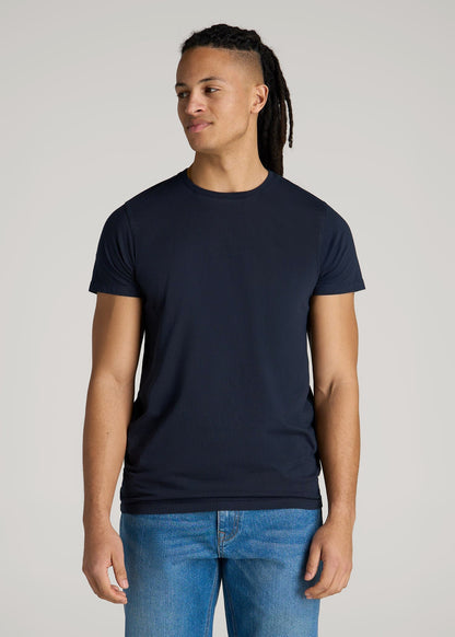 American Tall Men Modern Fit Garment Dyed Cotton T-Shirt for Tall Men in Evening Blue