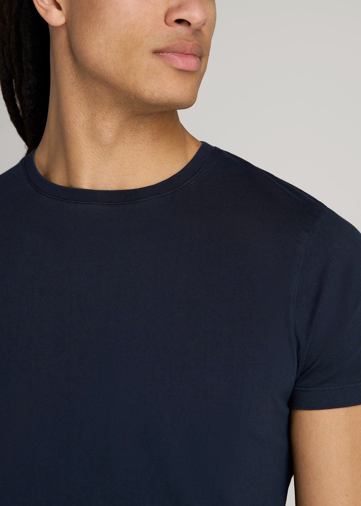 American Tall Men Modern Fit Garment Dyed Cotton T-Shirt for Tall Men in Evening Blue