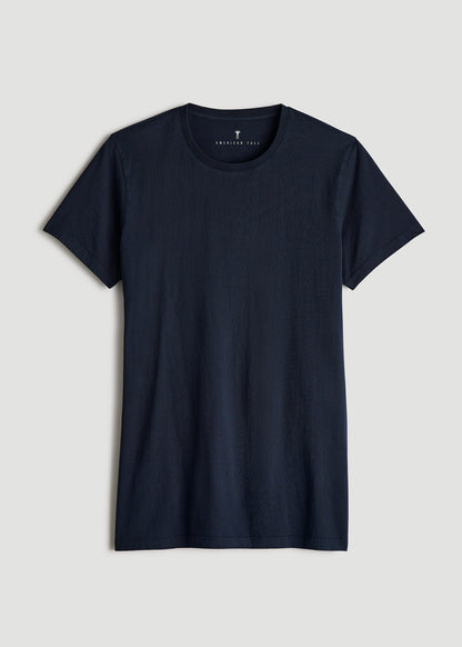 American Tall Men Modern Fit Garment Dyed Cotton T-Shirt for Tall Men in Evening Blue