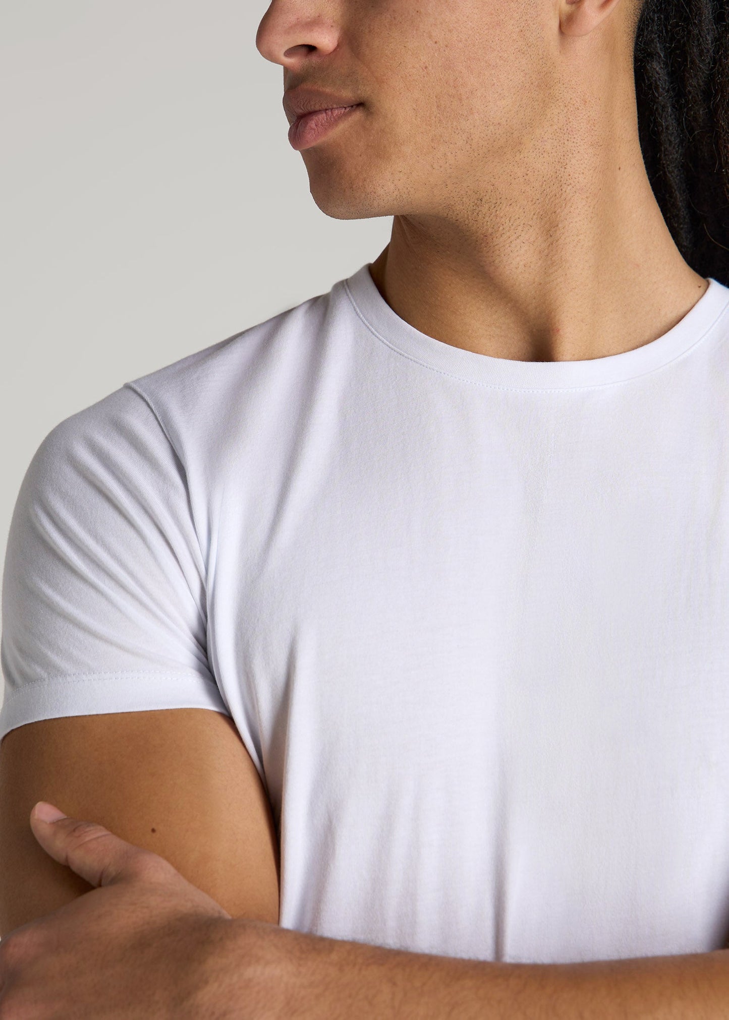 American Tall Men Modern Fit Garment Dyed Cotton T-Shirt for Tall Men in White