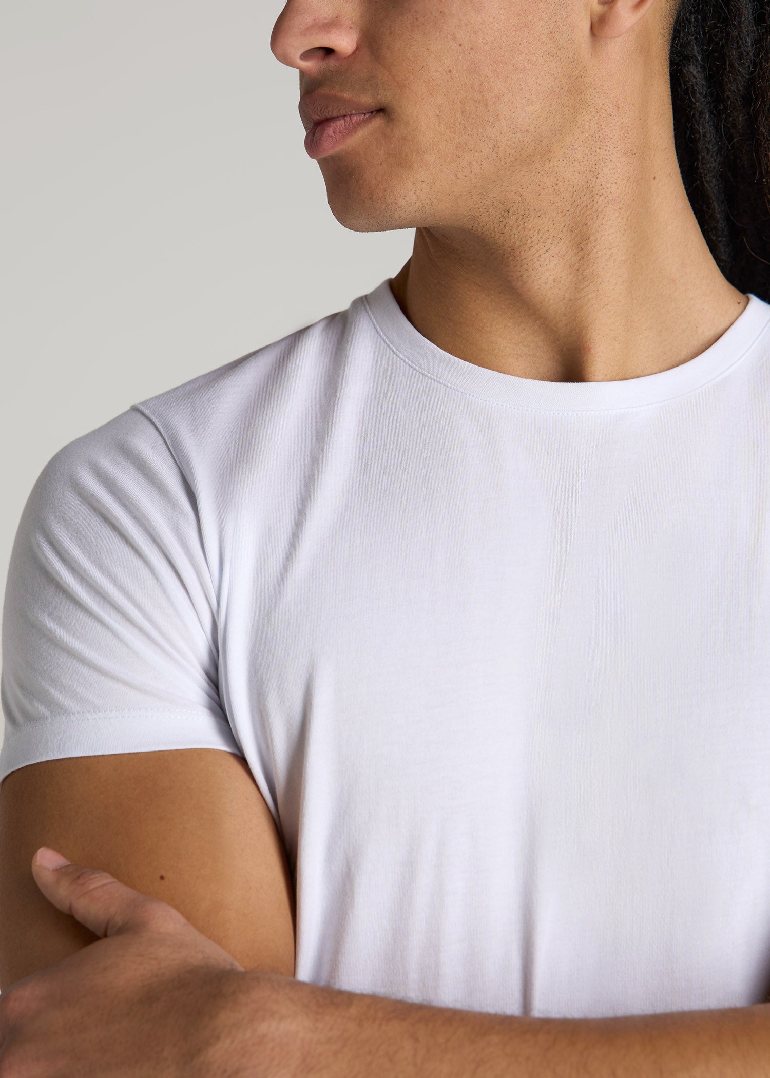 American Tall Men Modern Fit Garment Dyed Cotton T-Shirt for Tall Men in White