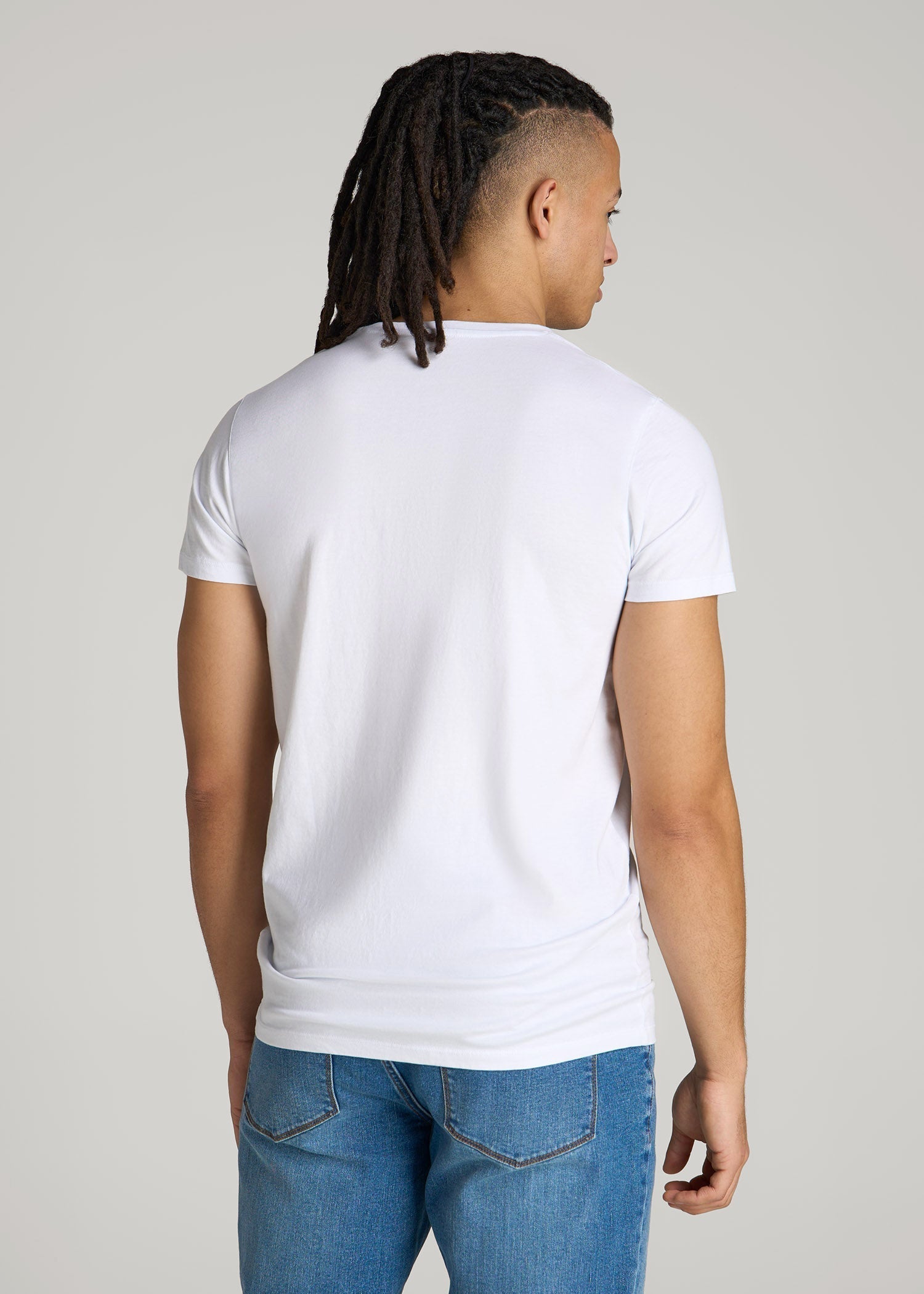 American Tall Men Modern Fit Garment Dyed Cotton T-Shirt for Tall Men in White