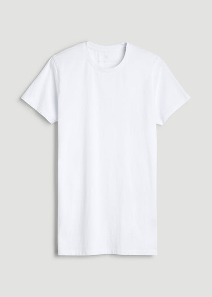 American Tall Men Modern Fit Garment Dyed Cotton T-Shirt for Tall Men in White