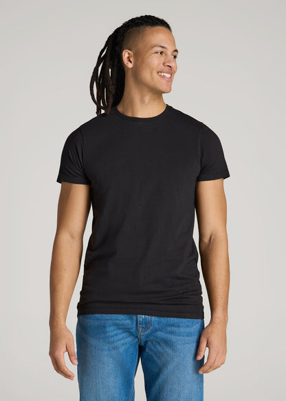 American Tall Men Modern Fit Garment Dyed Cotton T-Shirt for Tall Men in Black