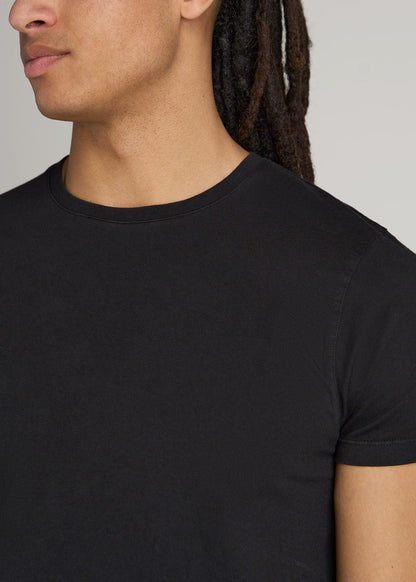 American Tall Men Modern Fit Garment Dyed Cotton T-Shirt for Tall Men in Black