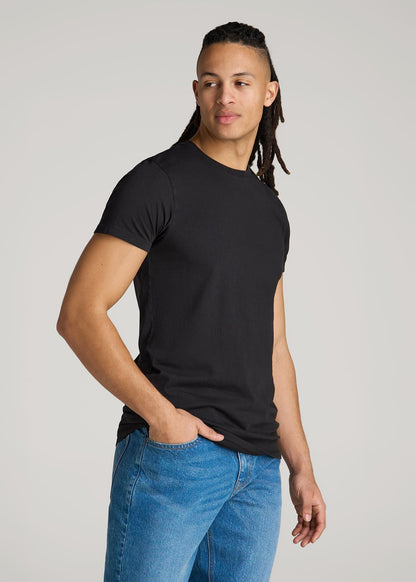 American Tall Men Modern Fit Garment Dyed Cotton T-Shirt for Tall Men in Black