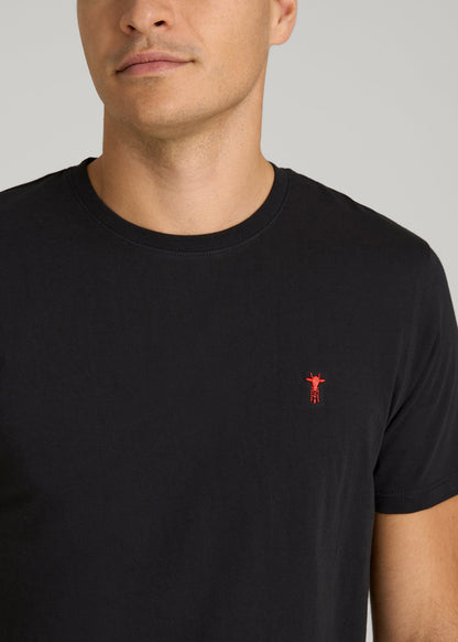 American Tall Men MODERN-FIT Embroidered Logo Crewneck T-Shirt for Tall Men in Black