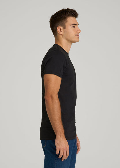 American Tall Men MODERN-FIT Embroidered Logo Crewneck T-Shirt for Tall Men in Black