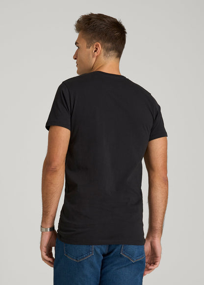 American Tall Men MODERN-FIT Embroidered Logo Crewneck T-Shirt for Tall Men in Black