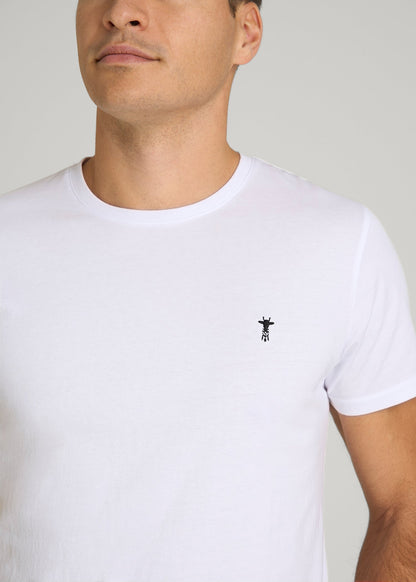 American Tall Men MODERN-FIT Embroidered Logo Crewneck T-Shirt for Tall Men in White