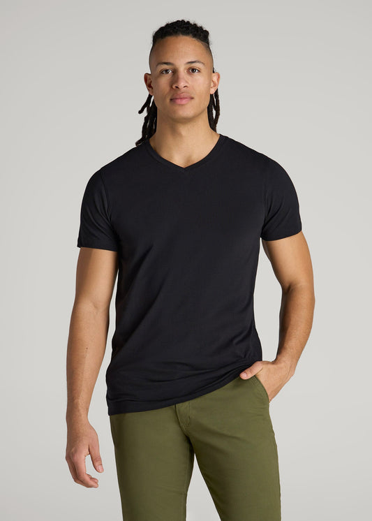 American Tall Men The Essential Modern Fit V-Neck Tee for Tall Men in Black