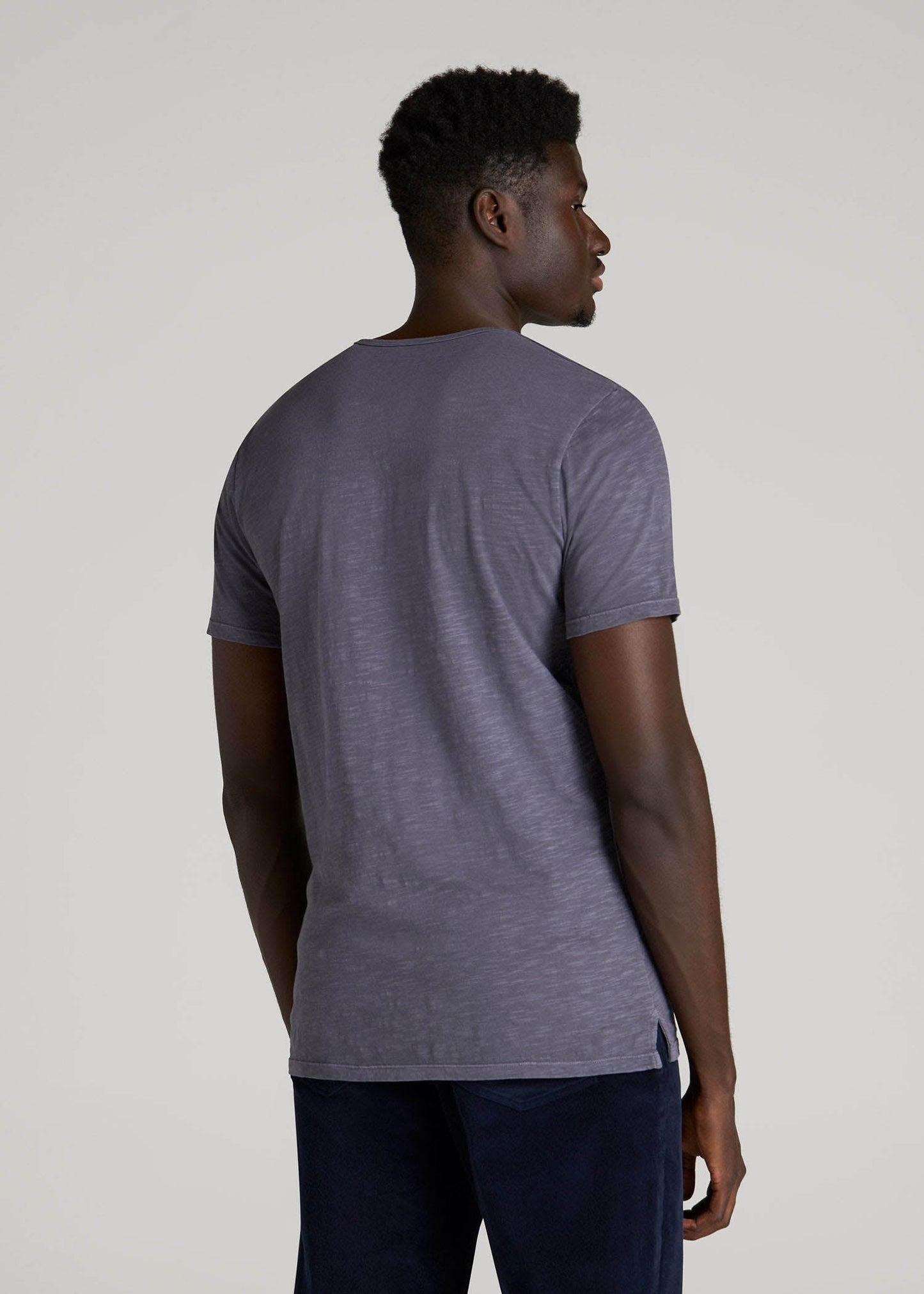 American Tall Men REGULAR-FIT Slub Tee for Tall Men in Grey Blue