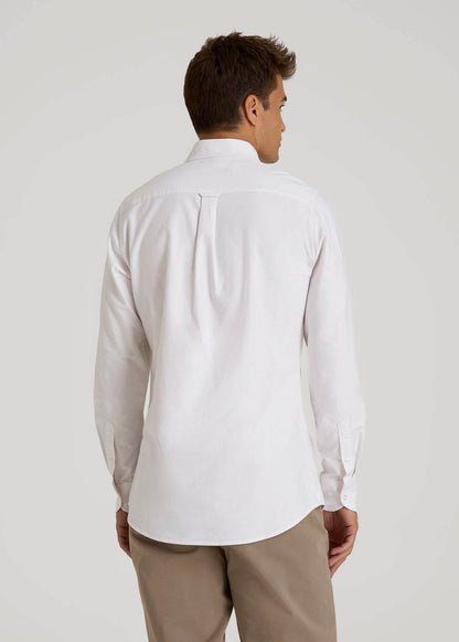 American Tall Men Oxford Cloth Button Down Shirt for Tall Men in Optic White