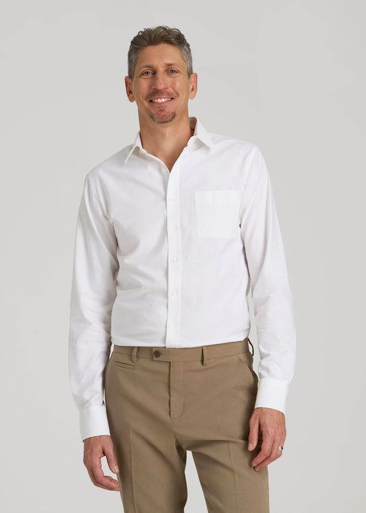 American Tall Men Washed Oxford Shirt for Tall Men in White