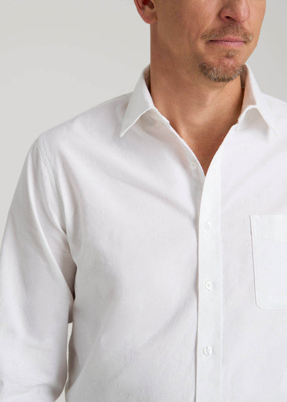 American Tall Men Washed Oxford Shirt for Tall Men in White