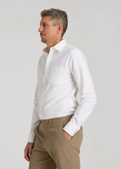 American Tall Men Washed Oxford Shirt for Tall Men in White