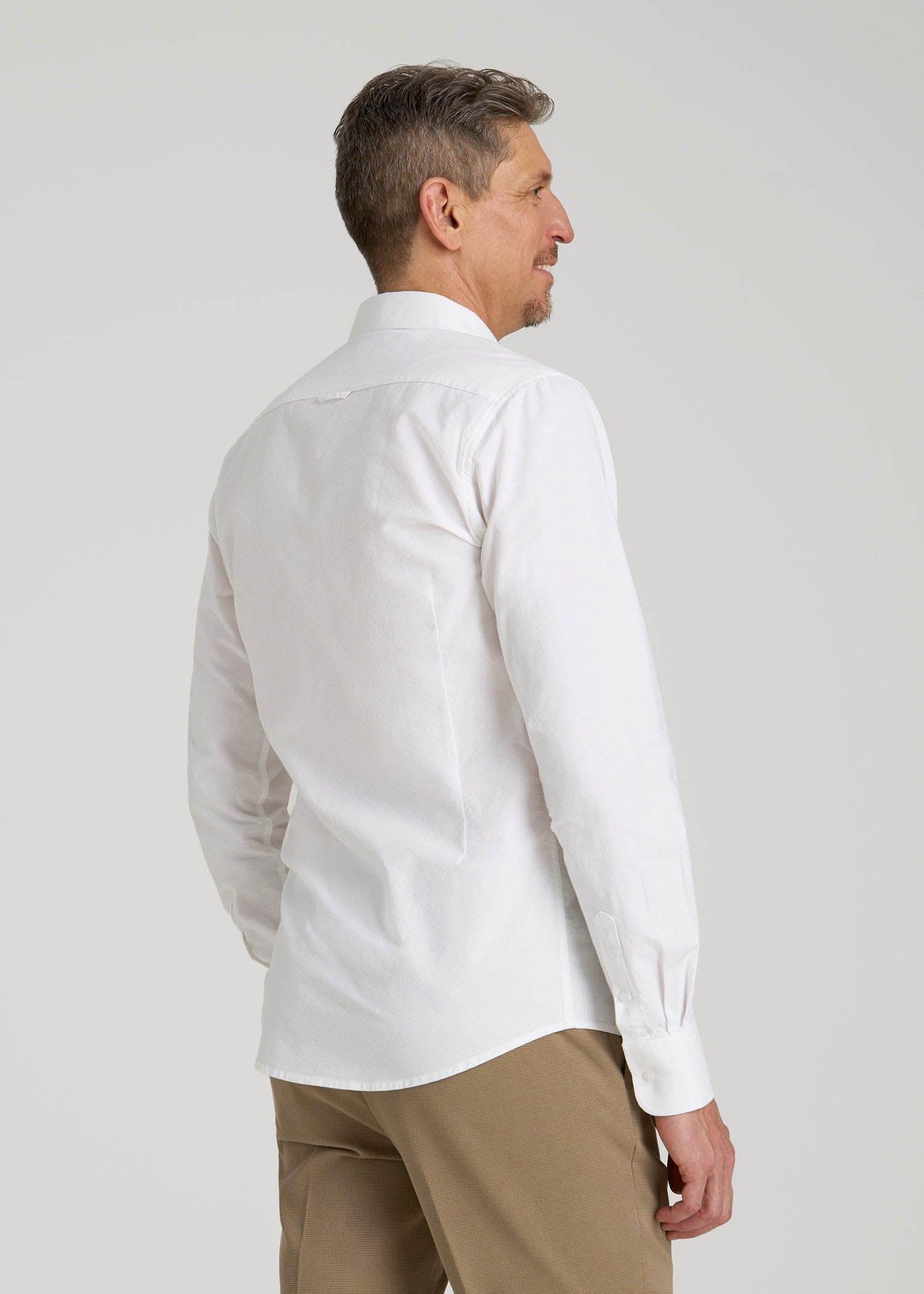 American Tall Men Washed Oxford Shirt for Tall Men in White