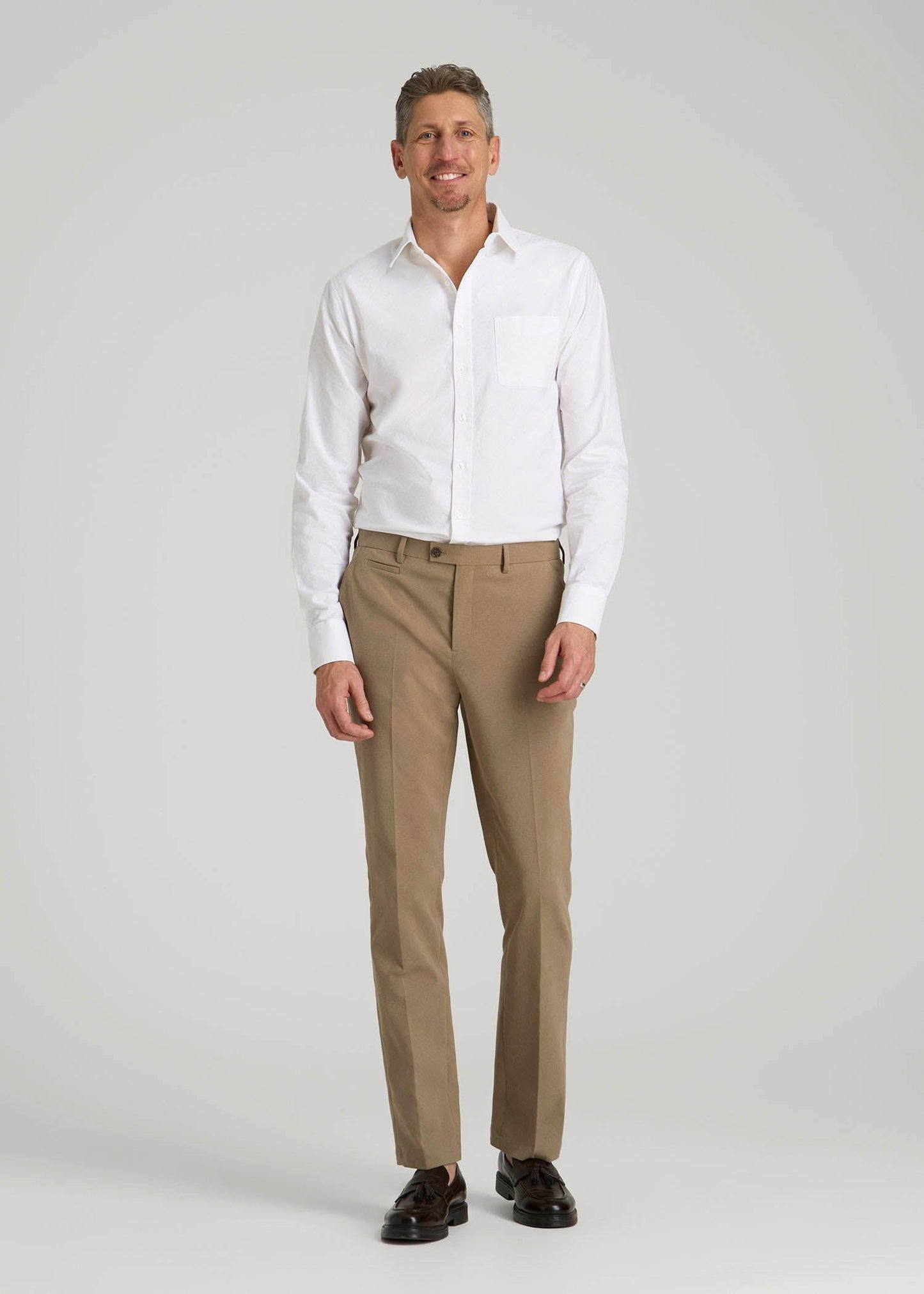 American Tall Men Washed Oxford Shirt for Tall Men in White