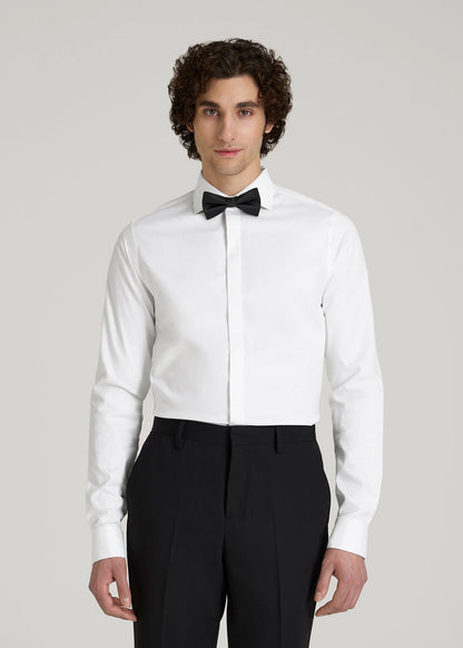 American Tall Men Tuxedo Shirt for Tall Men in White