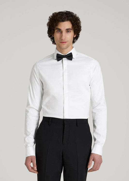 American Tall Men Tuxedo Shirt for Tall Men in White