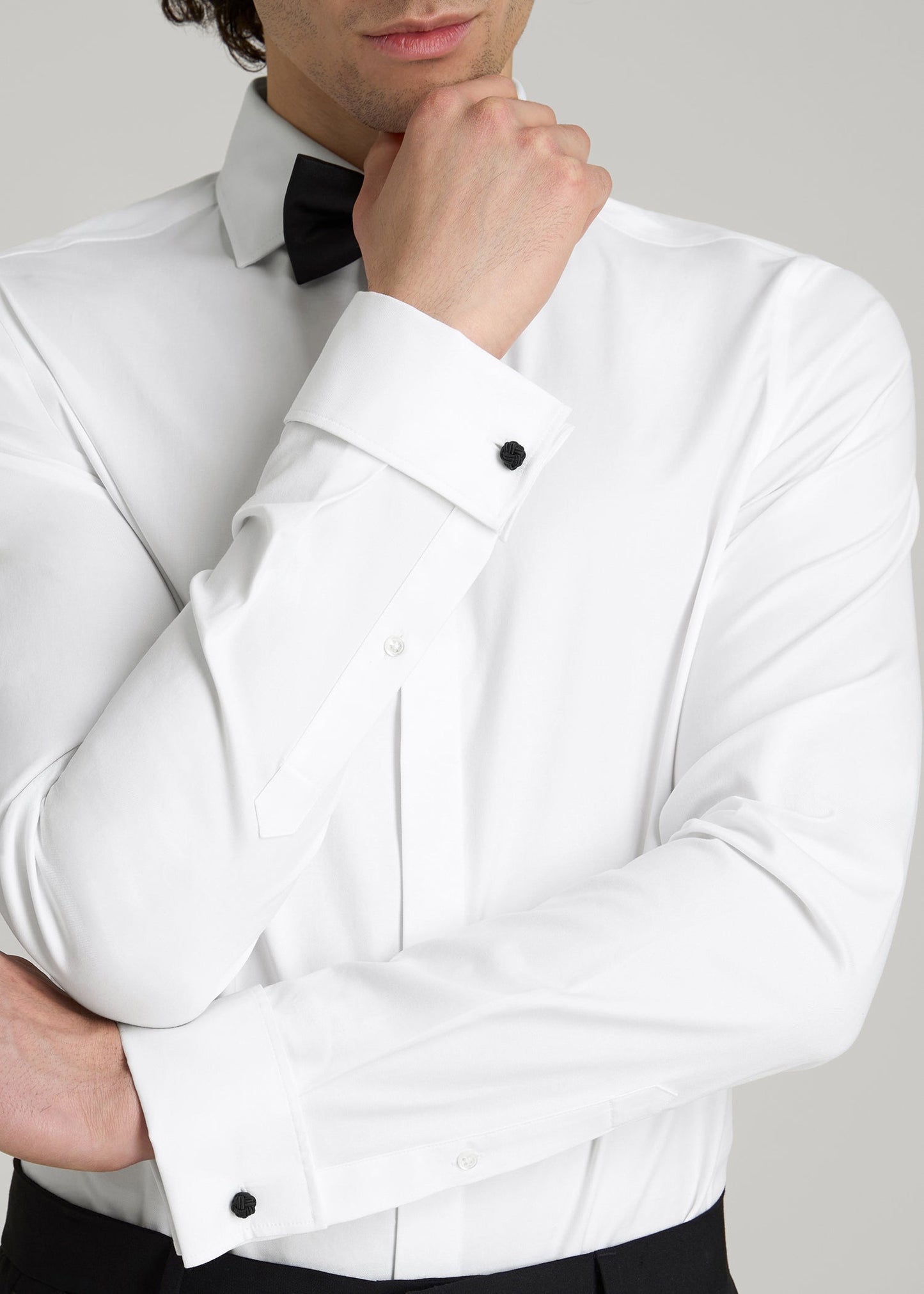 American Tall Men Tuxedo Shirt for Tall Men in White