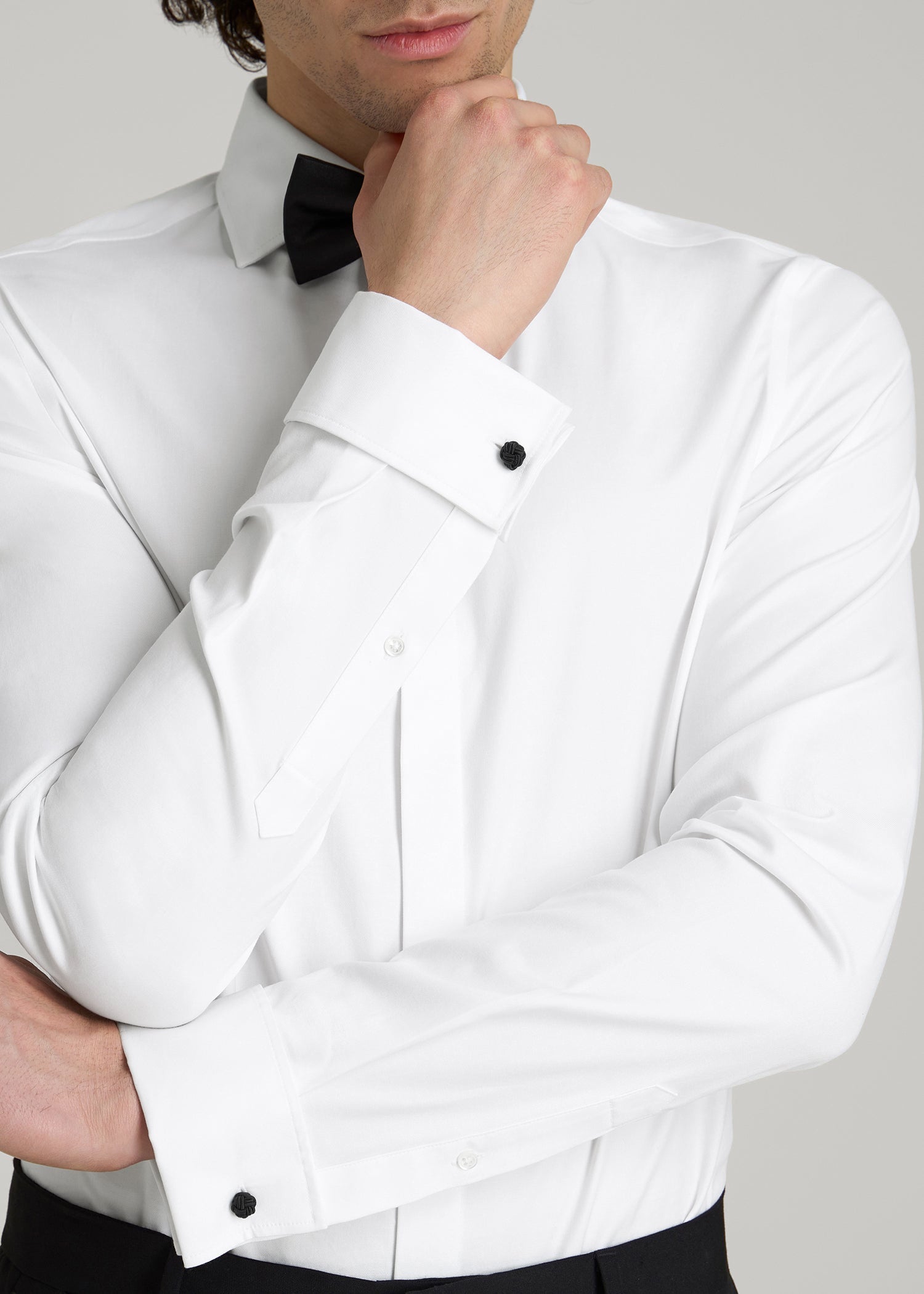 American Tall Men Tuxedo Shirt for Tall Men in White
