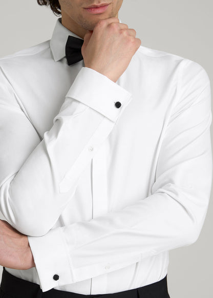 American Tall Men Tuxedo Shirt for Tall Men in White
