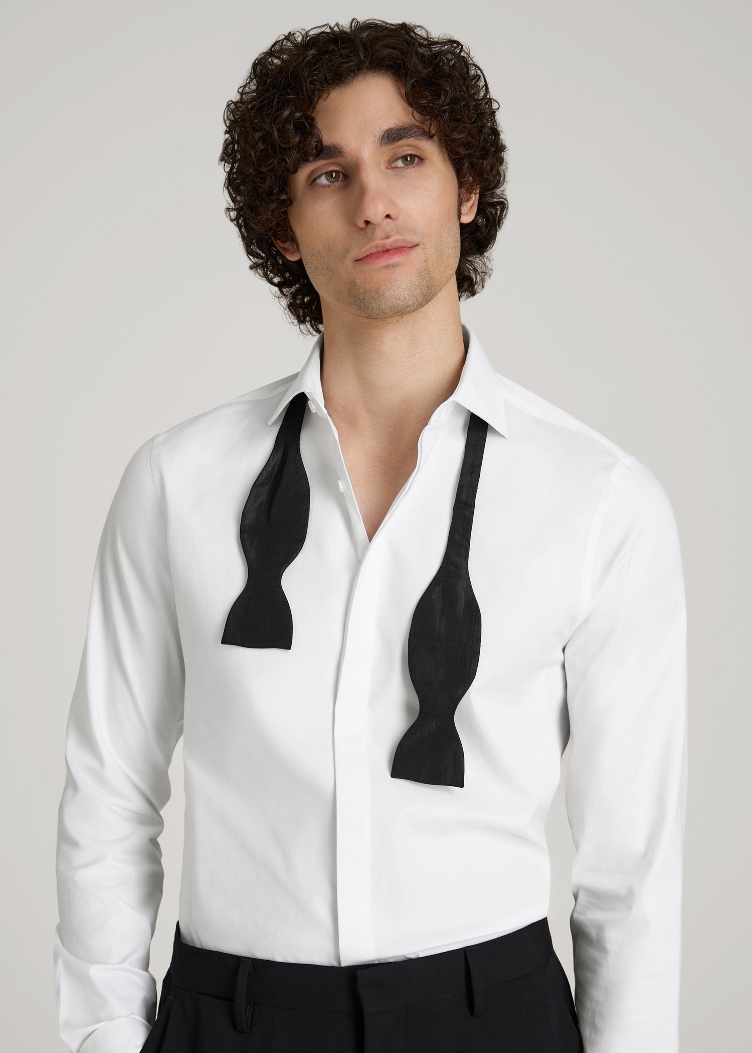 American Tall Men Tuxedo Shirt for Tall Men in White