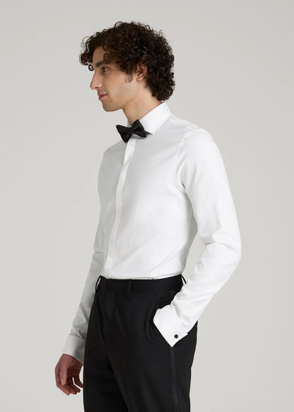 American Tall Men Tuxedo Shirt for Tall Men in White