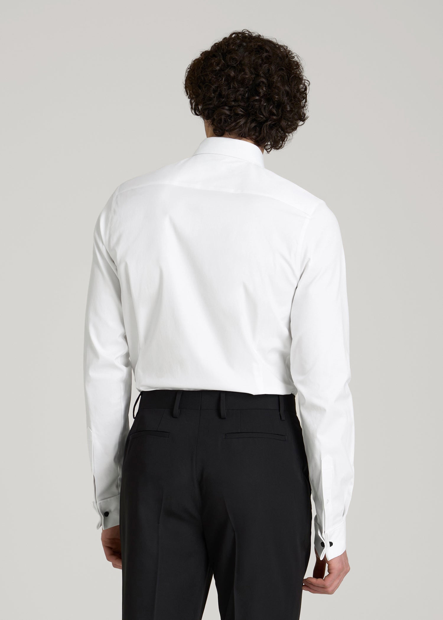American Tall Men Tuxedo Shirt for Tall Men in White