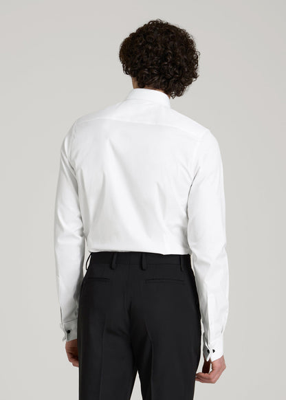 American Tall Men Tuxedo Shirt for Tall Men in White