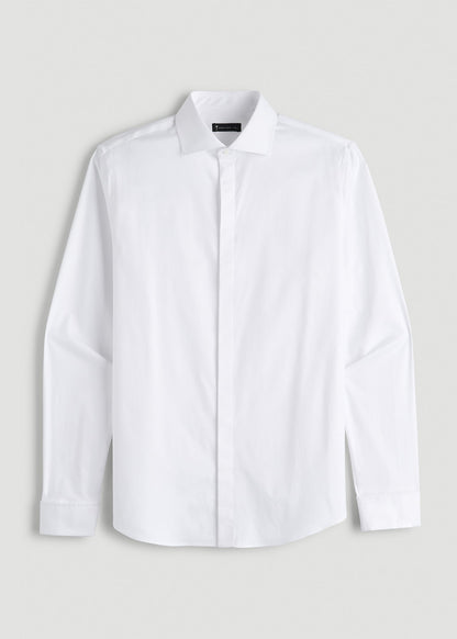 American Tall Men Tuxedo Shirt for Tall Men in White