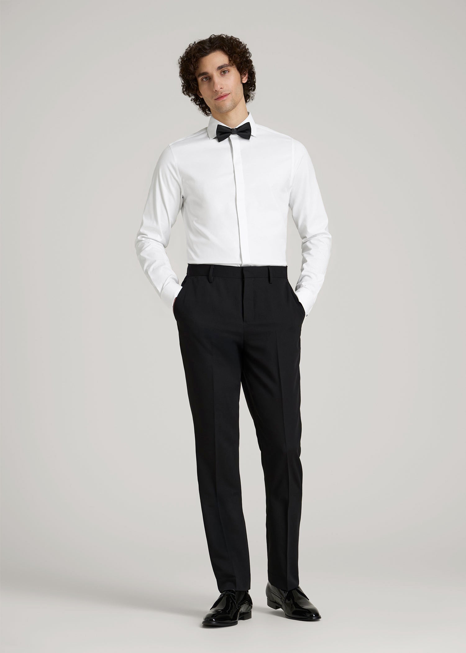 American Tall Men Tuxedo Shirt for Tall Men in White