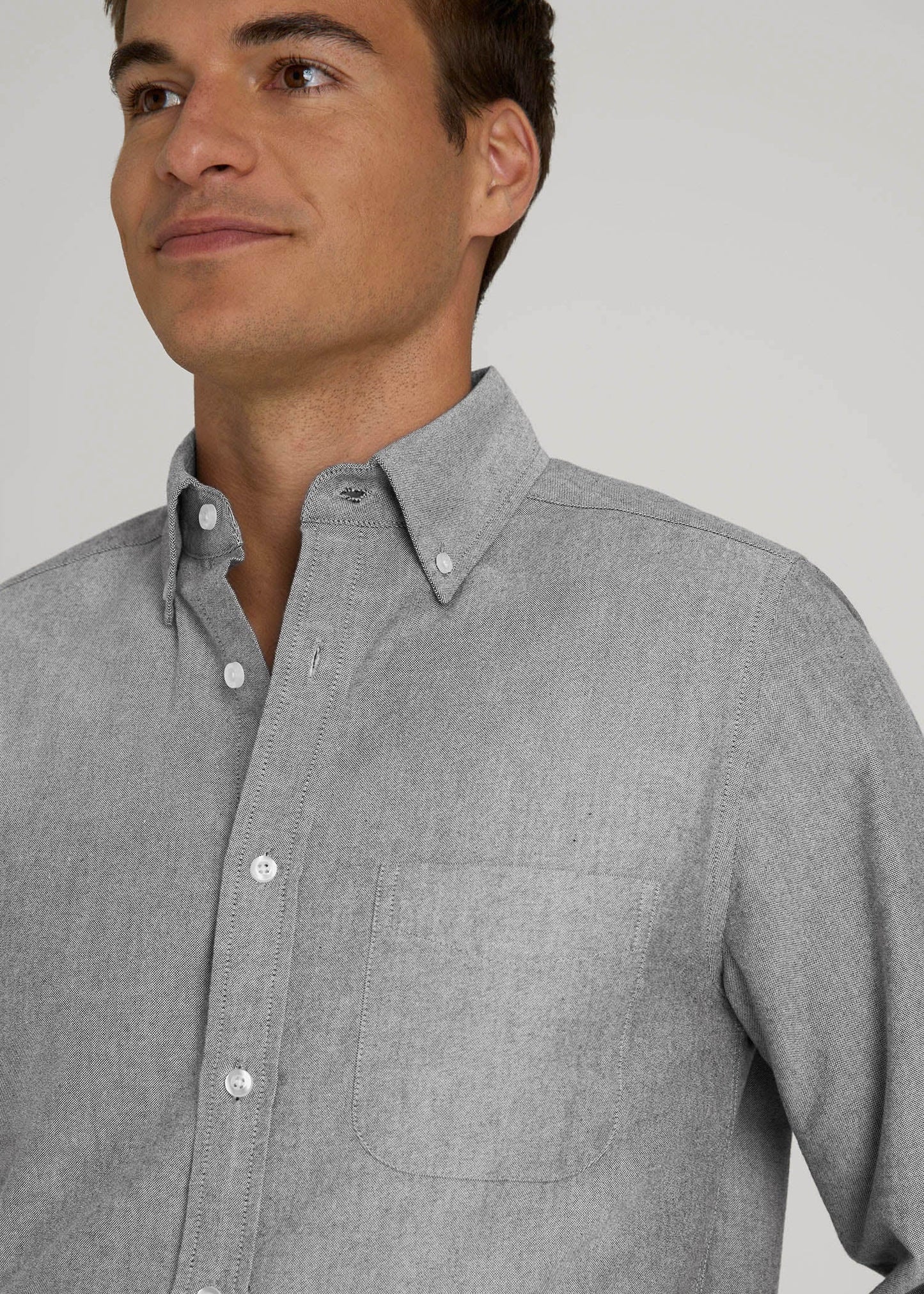 American Tall Men Oxford Cloth Button Down Shirt for Tall Men in Formal Grey
