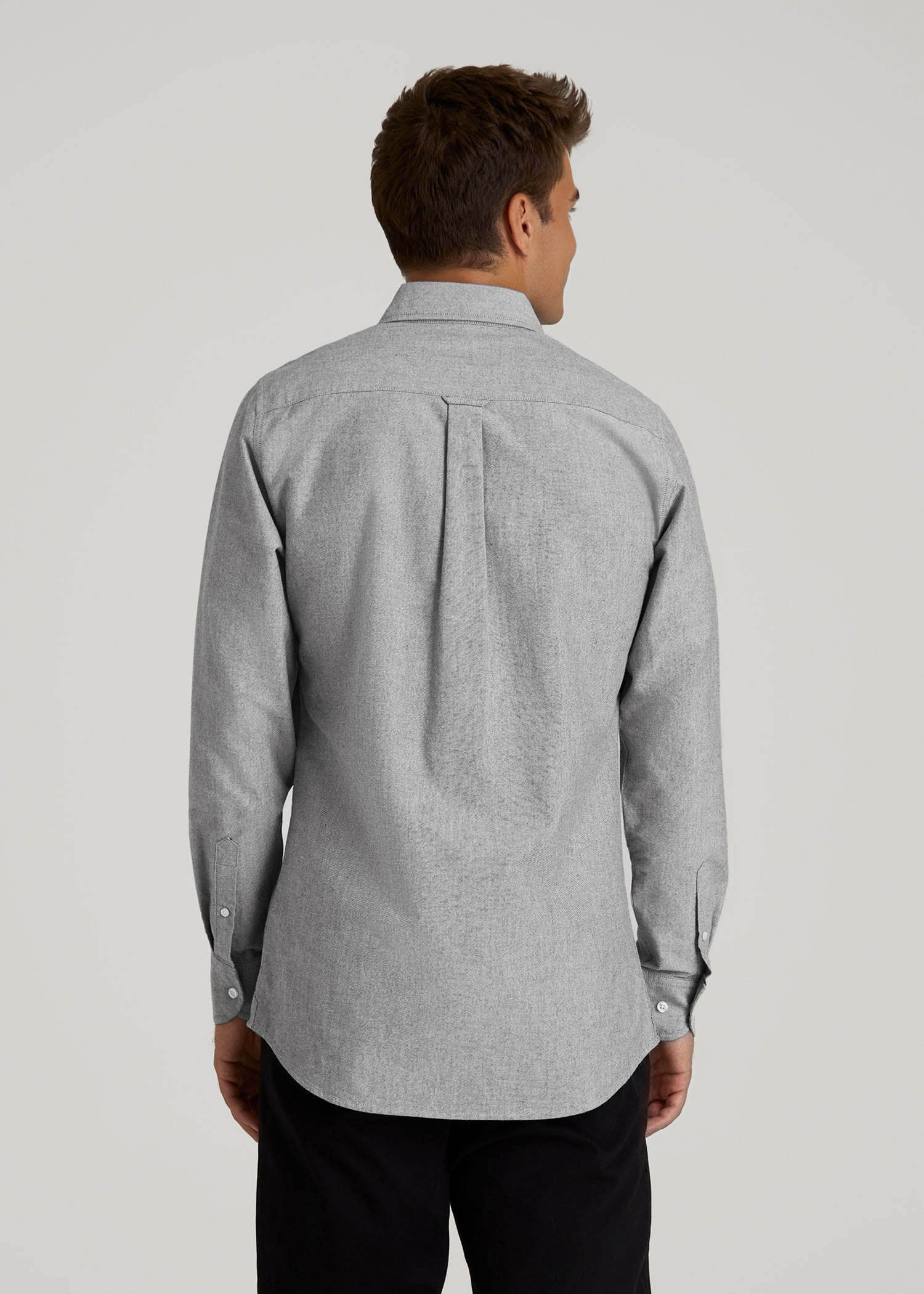 American Tall Men Oxford Cloth Button Down Shirt for Tall Men in Formal Grey