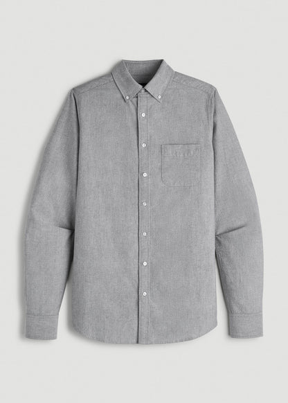 American Tall Men Oxford Cloth Button Down Shirt for Tall Men in Formal Grey
