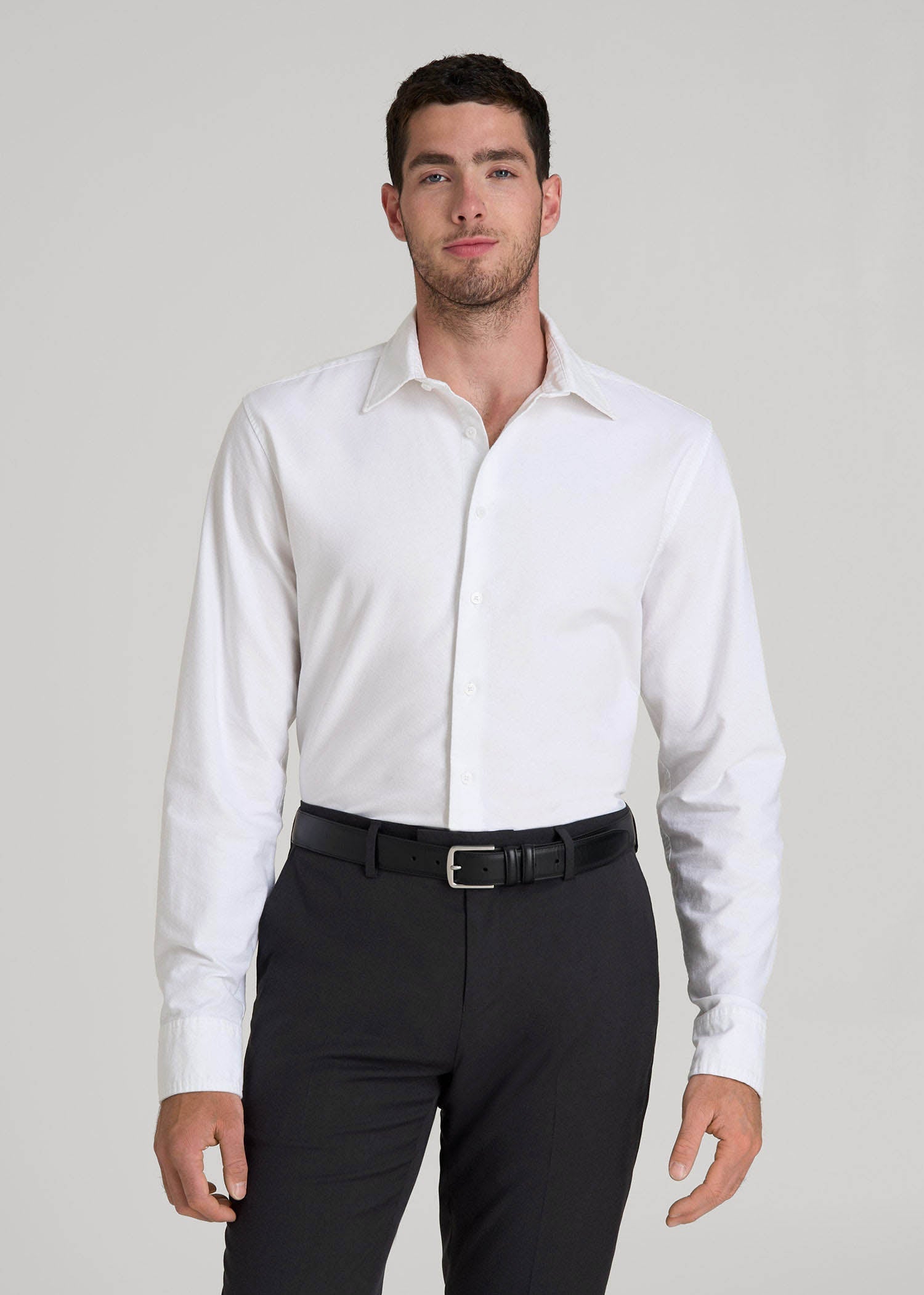 American Tall Men Pinpoint Oxford Shirt for Tall Men in White