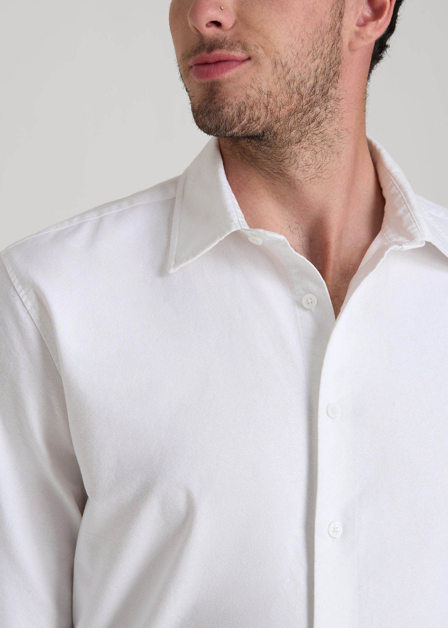 American Tall Men Pinpoint Oxford Shirt for Tall Men in White