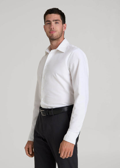 American Tall Men Pinpoint Oxford Shirt for Tall Men in White