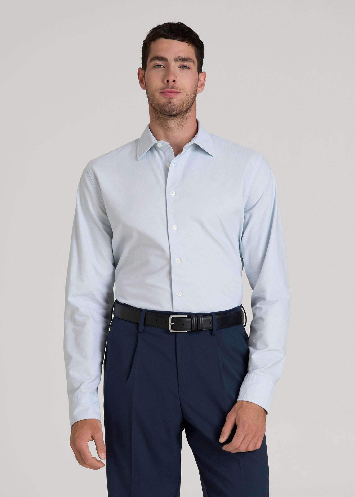 American Tall Men Pinpoint Oxford Shirt for Tall Men in Light Blue