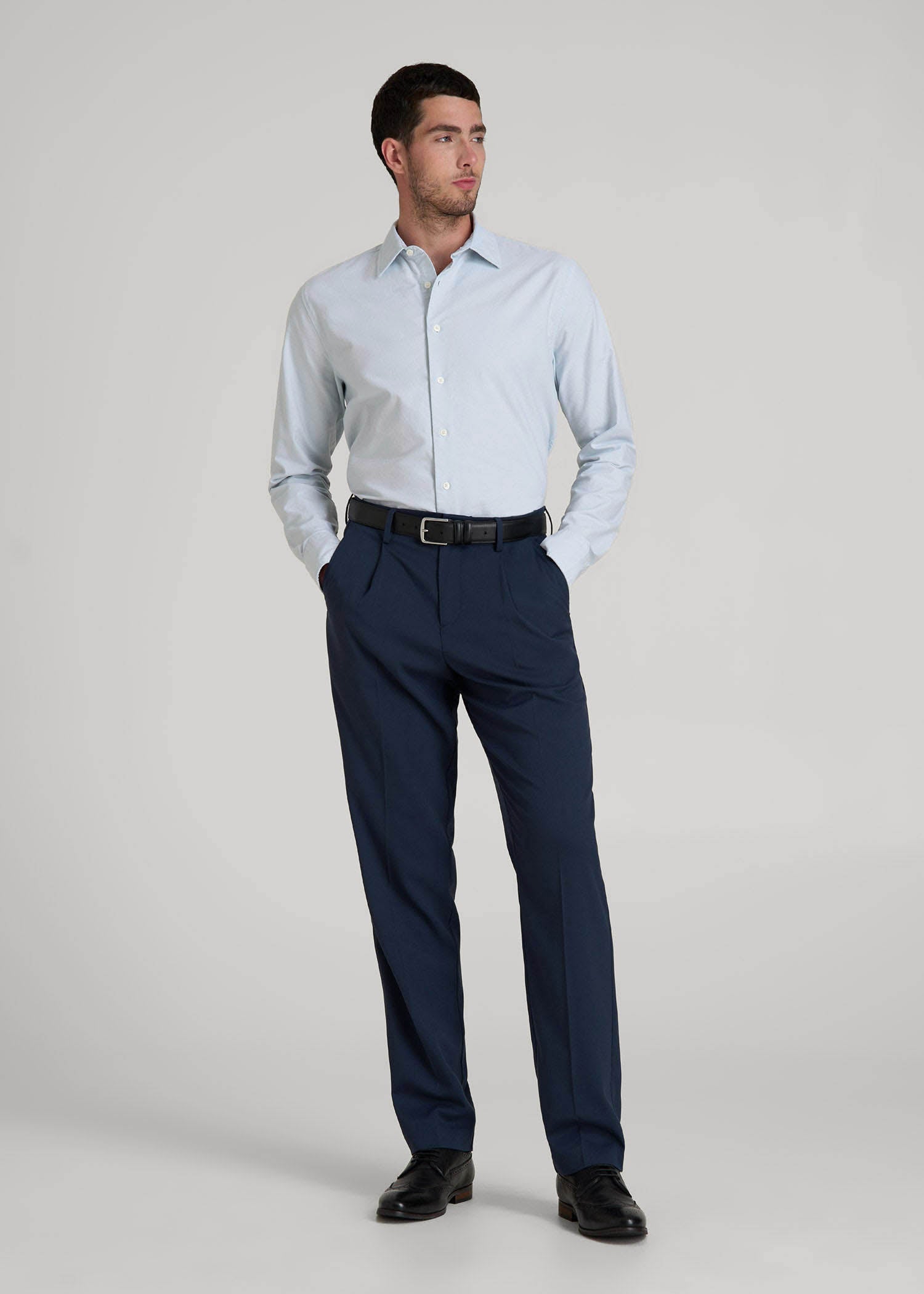 American Tall Men Pinpoint Oxford Shirt for Tall Men in Light Blue